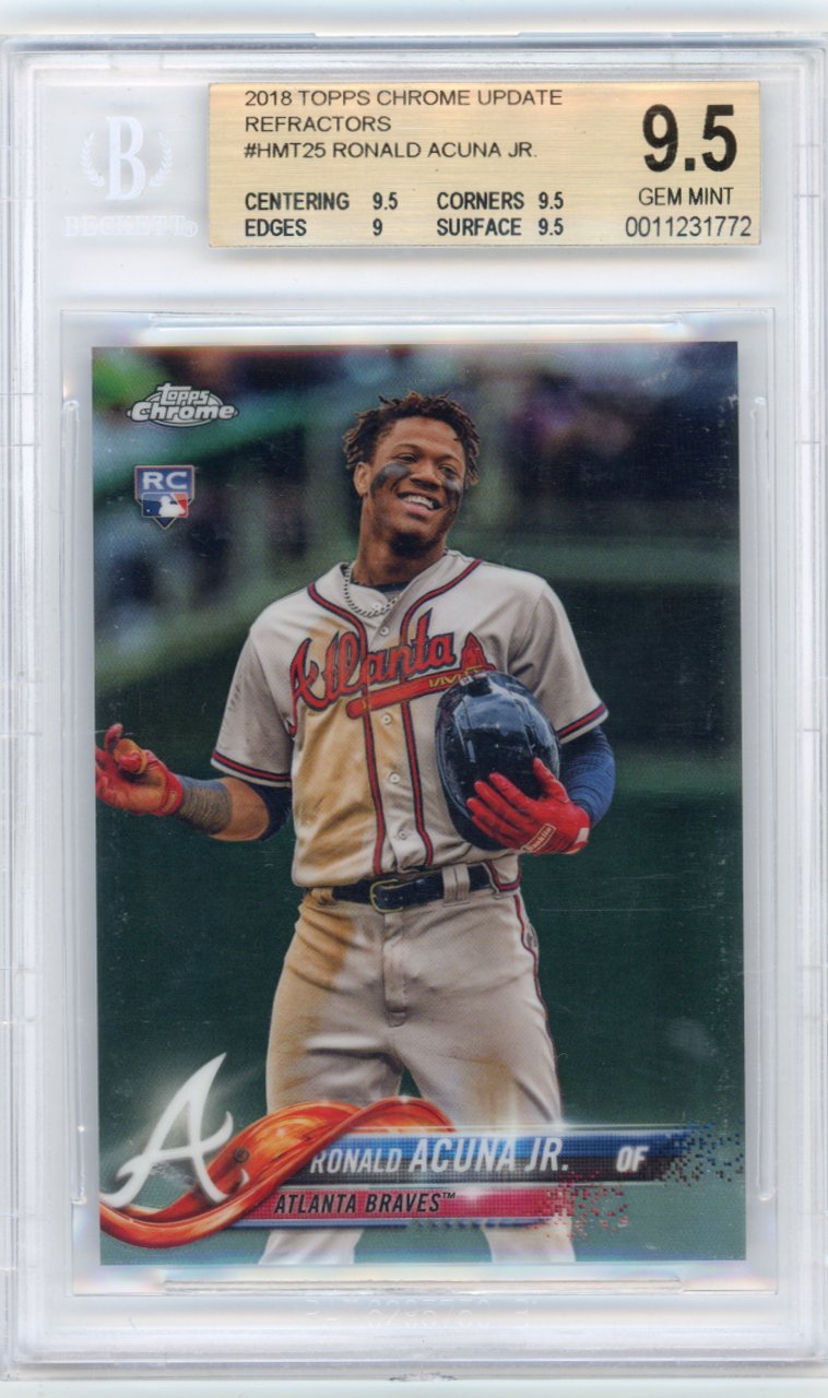 2018 topps chrome update refractors ronald acuña jr. #hmt25 bgs 9.5