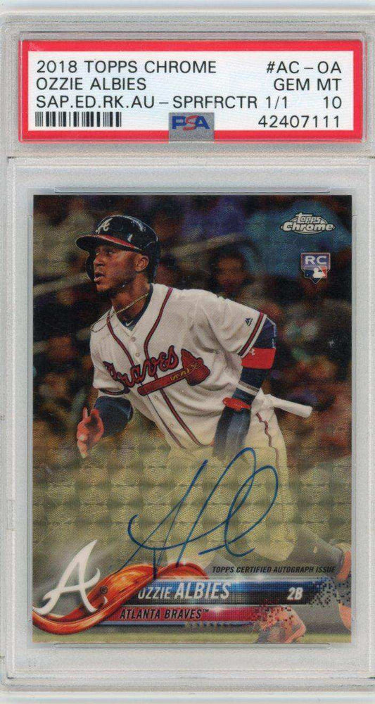 2018 Topps Chrome Sapphire Edition Rookie Autographs Ozzie Albies #AC-OA PSA 10