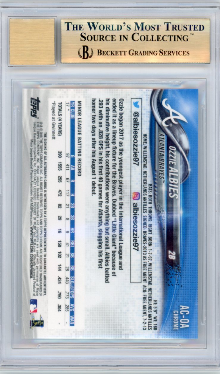 2018 Topps Chrome Sapphire Edition Autographs Ozzie Albies #ACOA BGS 10