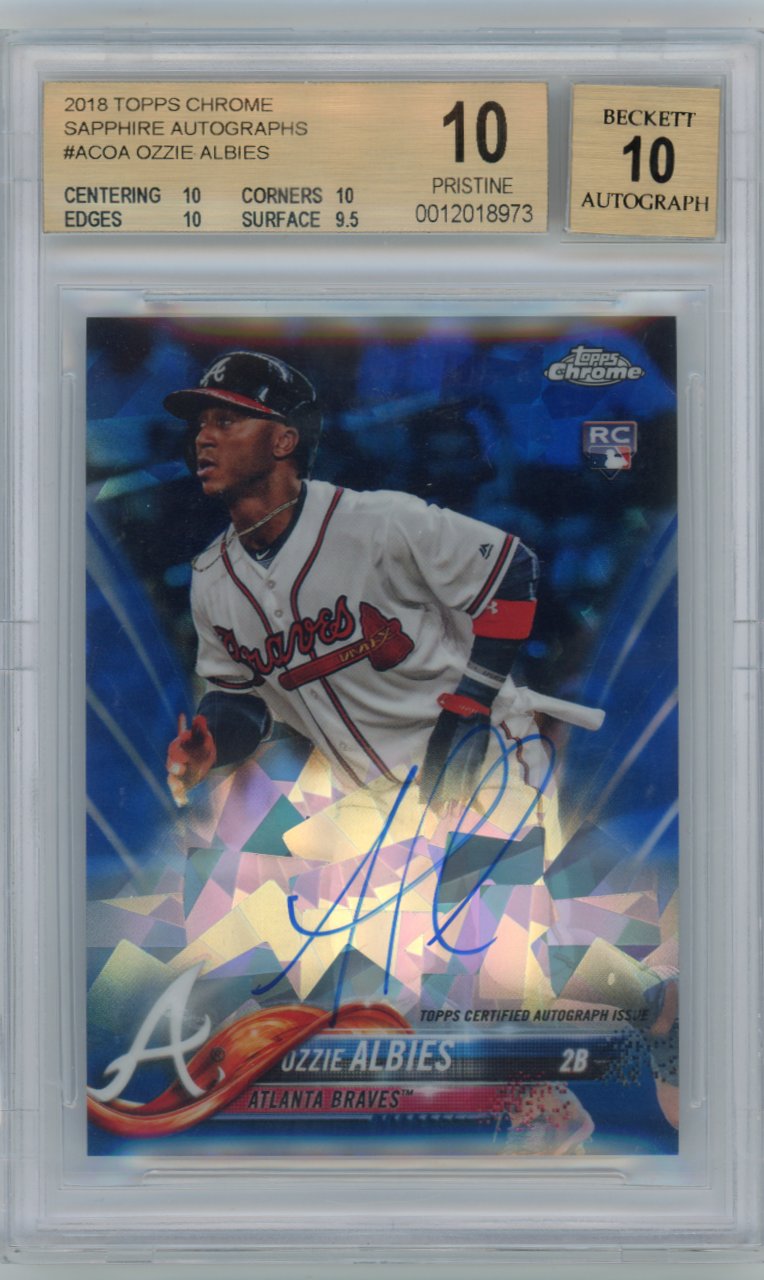 2018 Topps Chrome Sapphire Edition Autographs Ozzie Albies #ACOA BGS 10