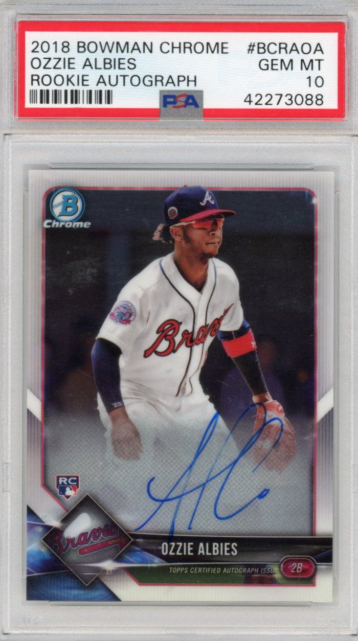 2018 Bowman Chrome Rookie Autographs Ozzie Albies #BCRAOA PSA 10