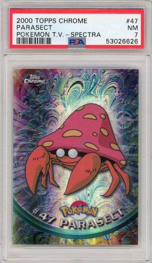 2000 Topps Chrome Pokemon T.v. Parasect Spectra #47 Psa 7