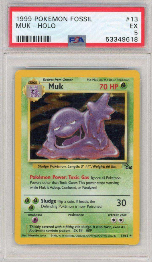 1999 Pokemon Fossil Muk #13 PSA 5