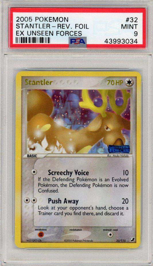 2005 Pokemon Stantler 32/115 Reverse Holo Ex Unseen Forces Psa 9