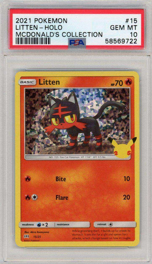 2021 pokemon mcdonald's collection litten #15 psa 10