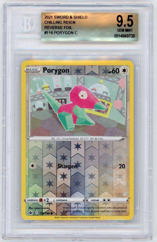 2021 Pokemon Sword and Shield Chilling Reign Reverse Foil Porygon C #116 BGS 9.5