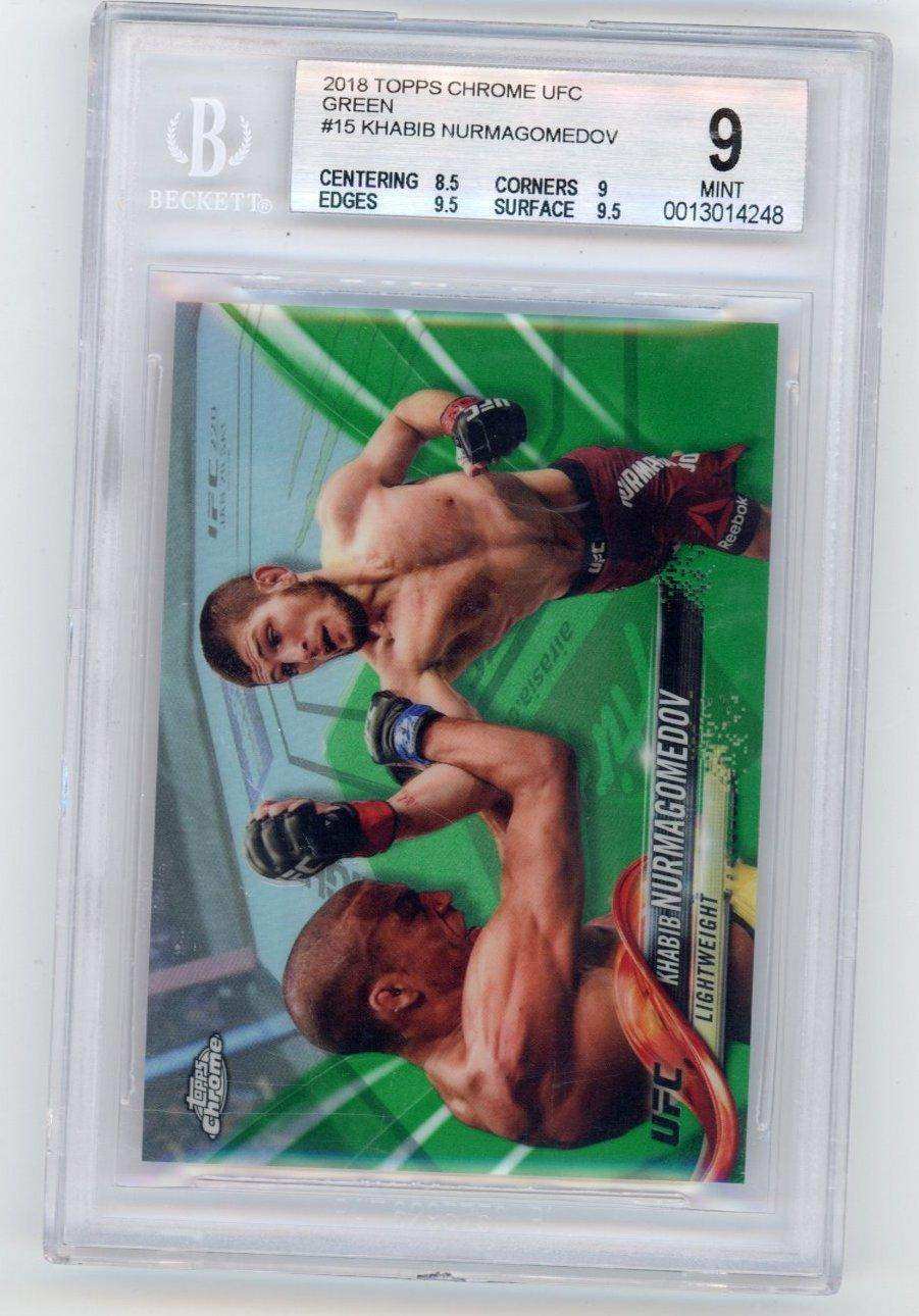 2018 Topps Chrome Ufc Green Khabib Nurmagomedov Bgs 9