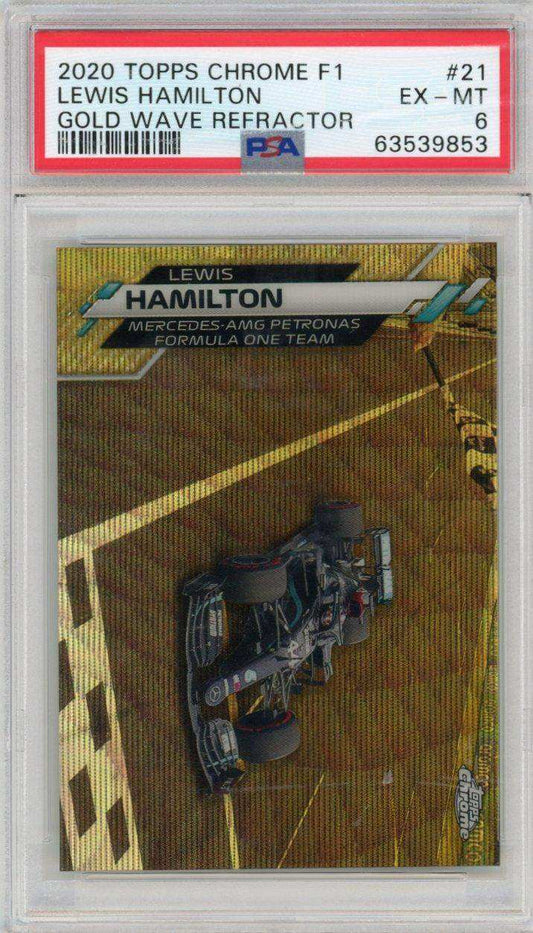 2020 Topps Chrome F1 21 Lewis Hamilton Gold Wave Refractor Psa 6