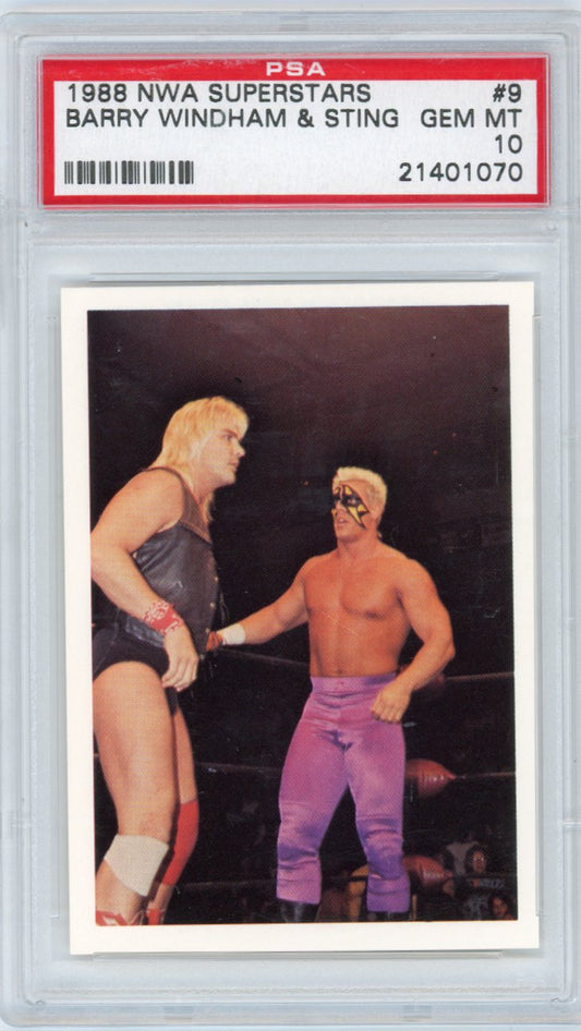 1988 Wonderama NWA Wrestling Superstars B. Windham & Sting #9 PSA 10