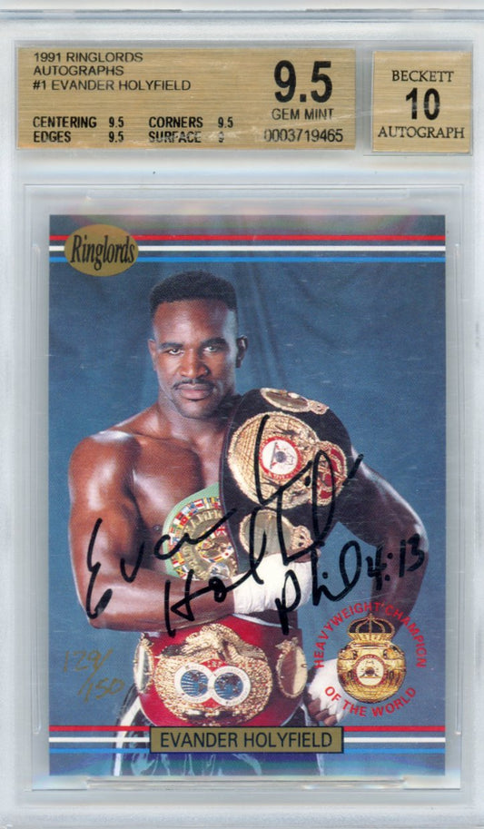 1991 Players International Ringlords 1 Evander Holyfield Autograph Bgs 9.5 Auto 10
