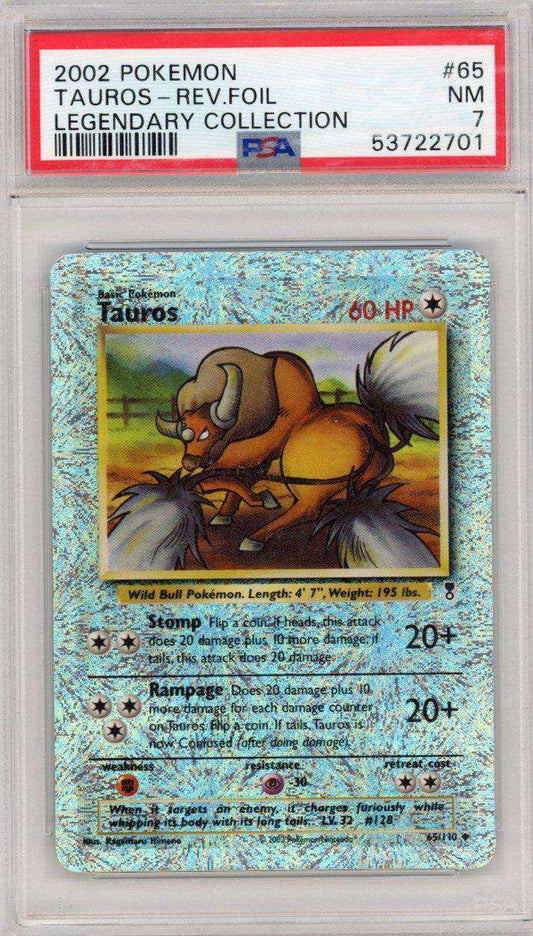 2002 PokéMon TCG Tauros-Rev. Foil #65 PSA 7