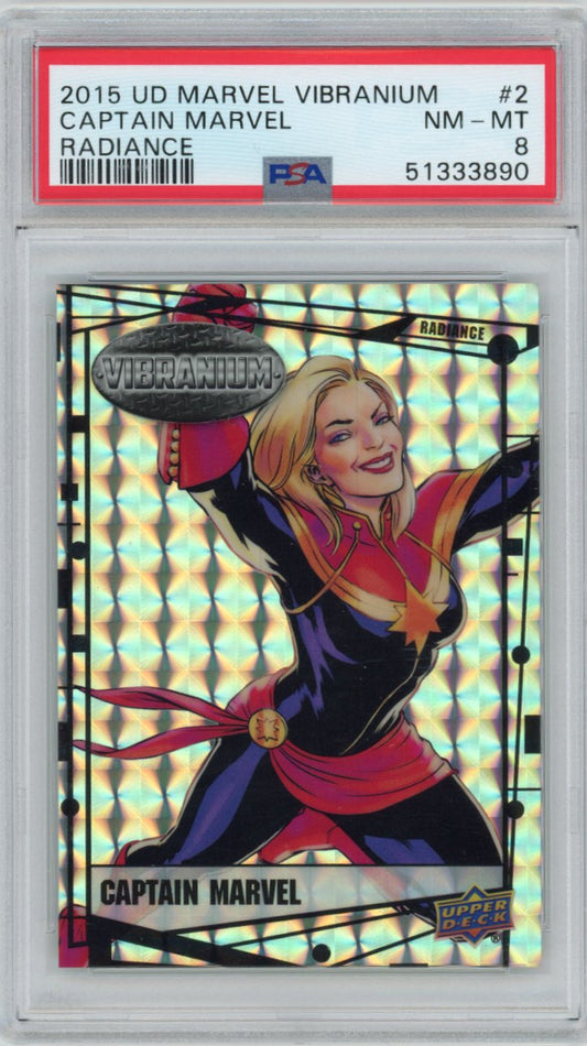 2015 Upper Deck Marvel Vibranium Radiance 2 Captain Marvel Psa 8