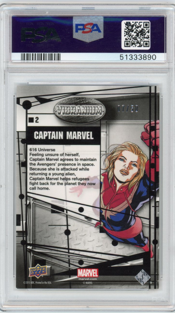 2015 Upper Deck Marvel Vibranium Radiance 2 Captain Marvel Psa 8