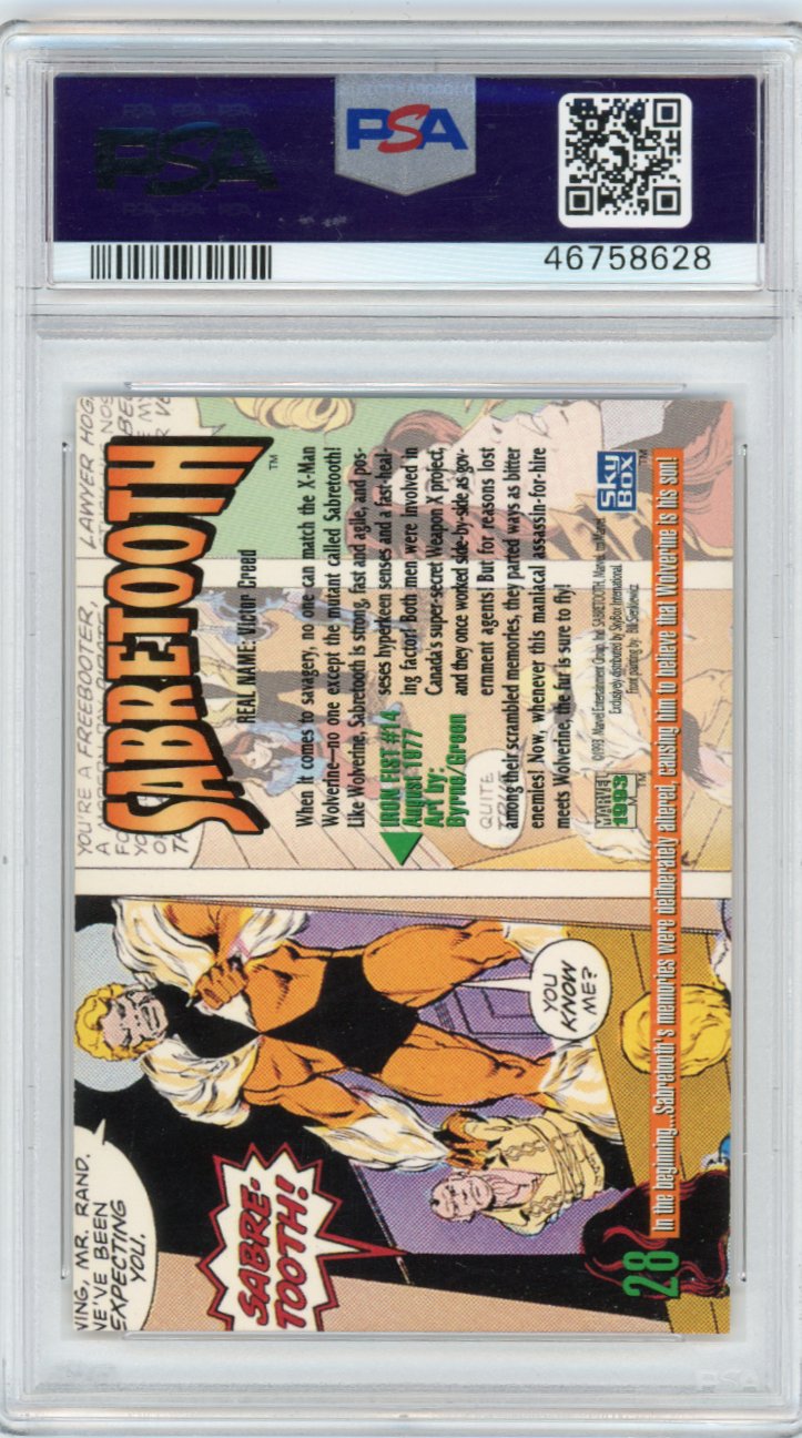 1993 Marvel Masterpeices  28 Sabretooth Psa 9