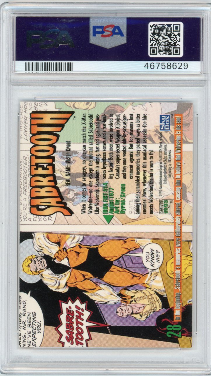 1993 Marvel Masterpeices  28 Sabretooth Psa 9