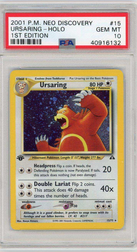 2001 POKEMON NEO DISCOVERY URSARING-HOLO 1ST EDITION #15 PSA GEM MT 10