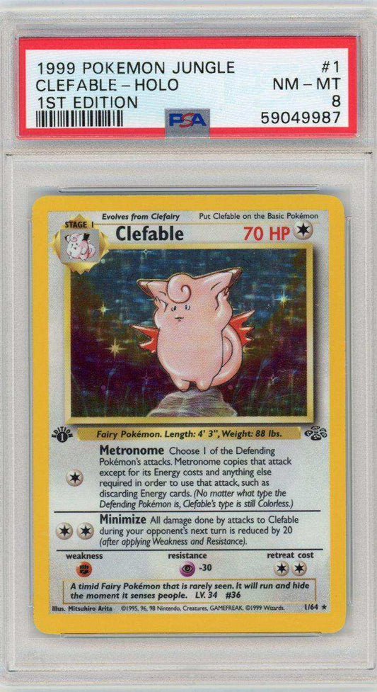 1999 POKEMON JUNGLE CLEFABLE-HOLO 1ST EDITION #1 PSA NM-MT 8