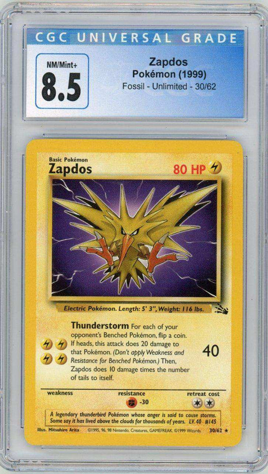 1999 Pokémon Zapdos #30/62 English CGC 8.5