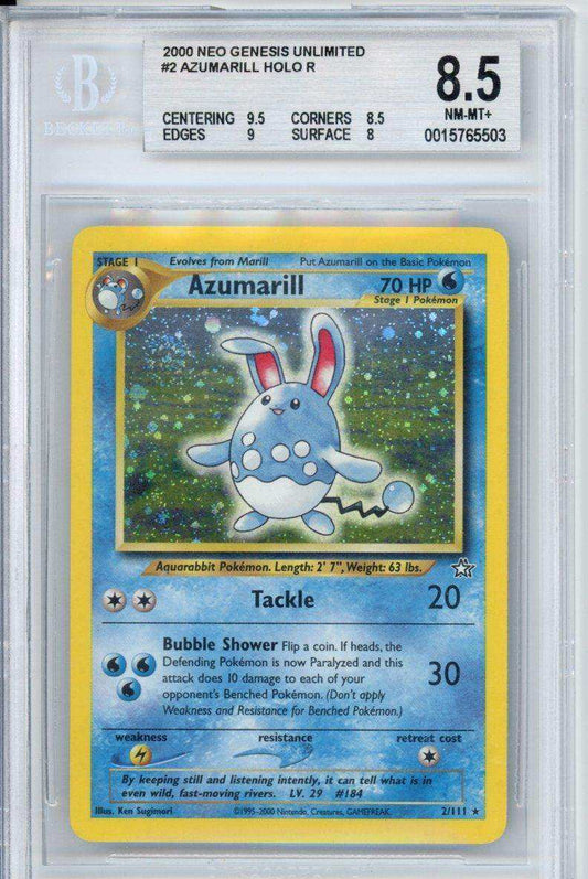 AZUMARILL HOLO R 2000 POKEMON NEO GENESIS UNLIMITED BGS 8.5