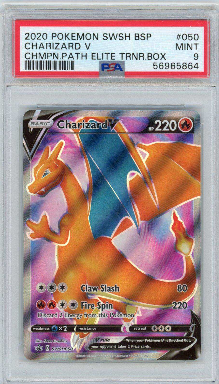 2020 POKEMON SWSH BLACK STAR PROMO CHARIZARD V CHMPN.PATH ELITE TRNR.BOX #50 PSA MINT 9