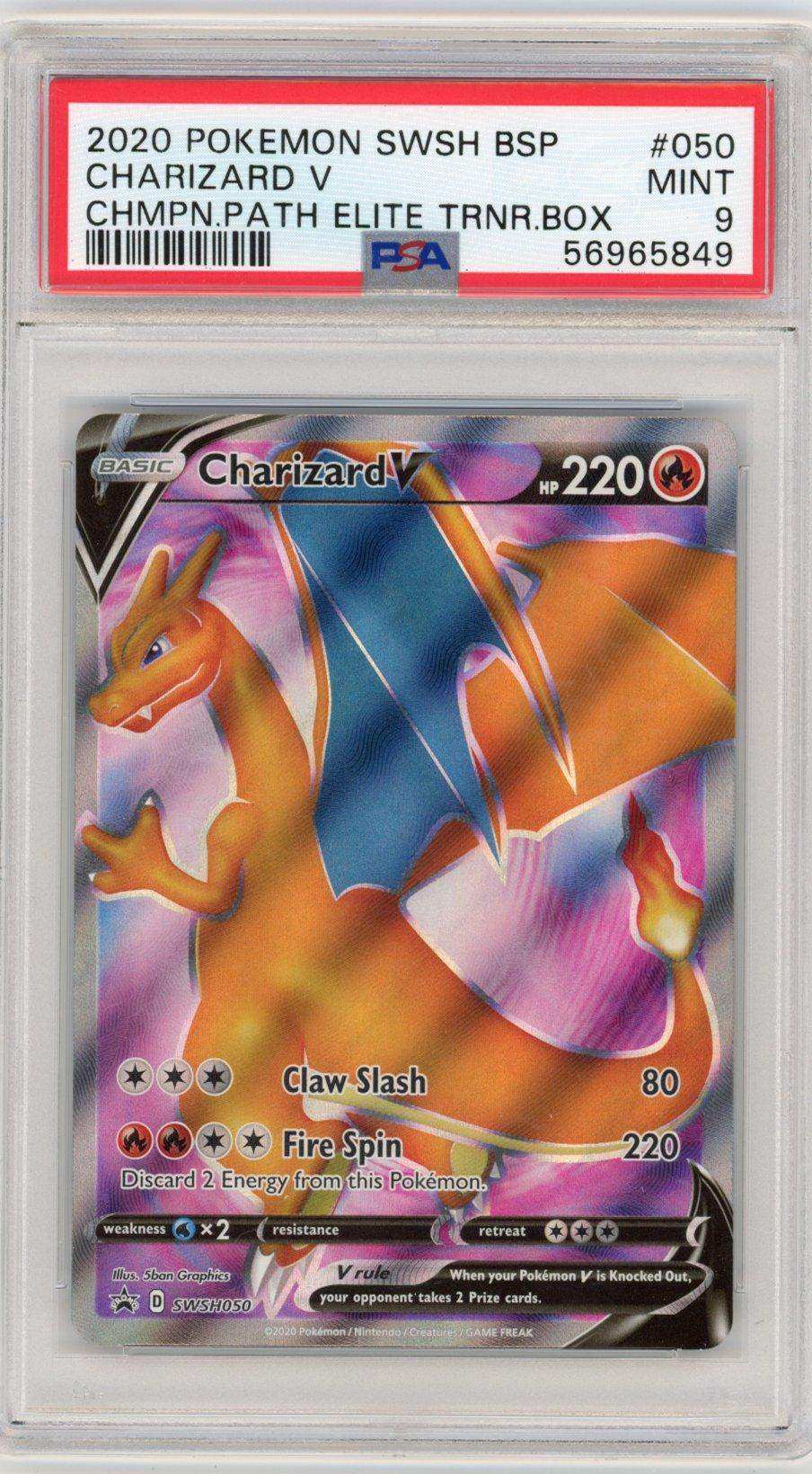 2020 POKEMON SWSH BLACK STAR PROMO CHARIZARD V CHMPN.PATH ELITE TRNR.BOX #50 PSA MINT 9