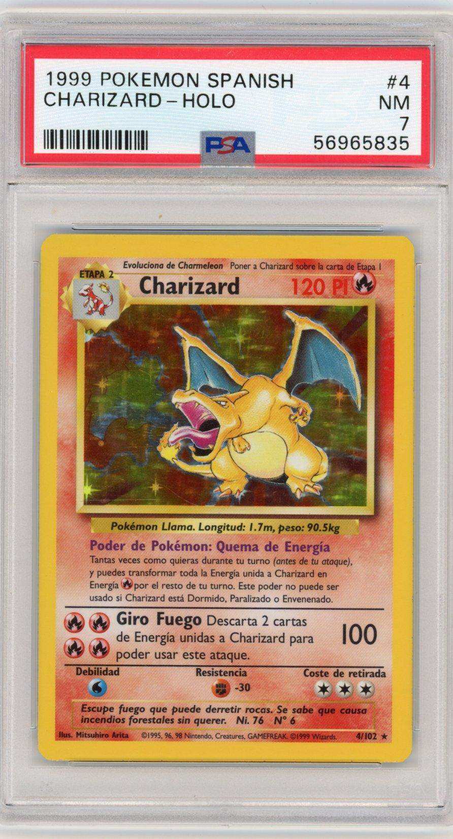 1999 POKEMON SPANISH CHARIZARD-HOLO #4 PSA NM 7