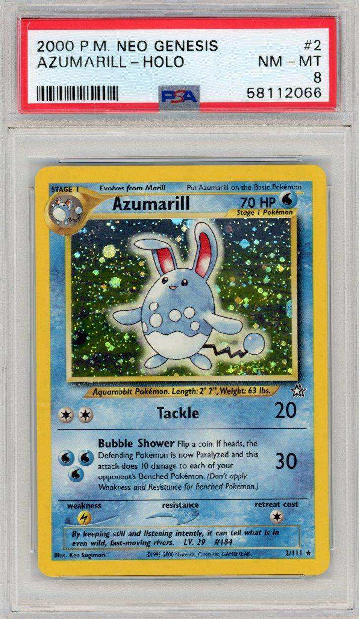 2000 POKEMON NEO GENESIS AZUMARILL-HOLO #2 PSA NM-MT 8