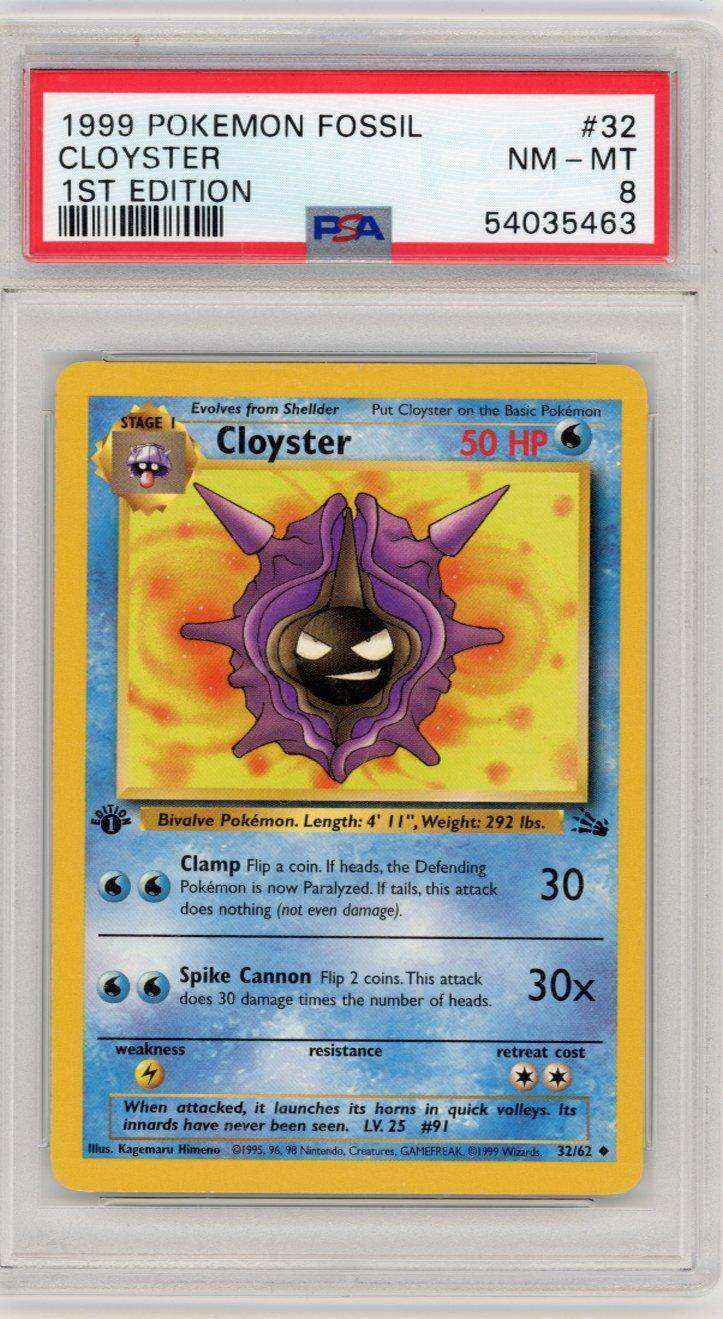 1999 POKEMON FOSSIL CLOYSTER 1ST EDITION #32 PSA NM-MT 8