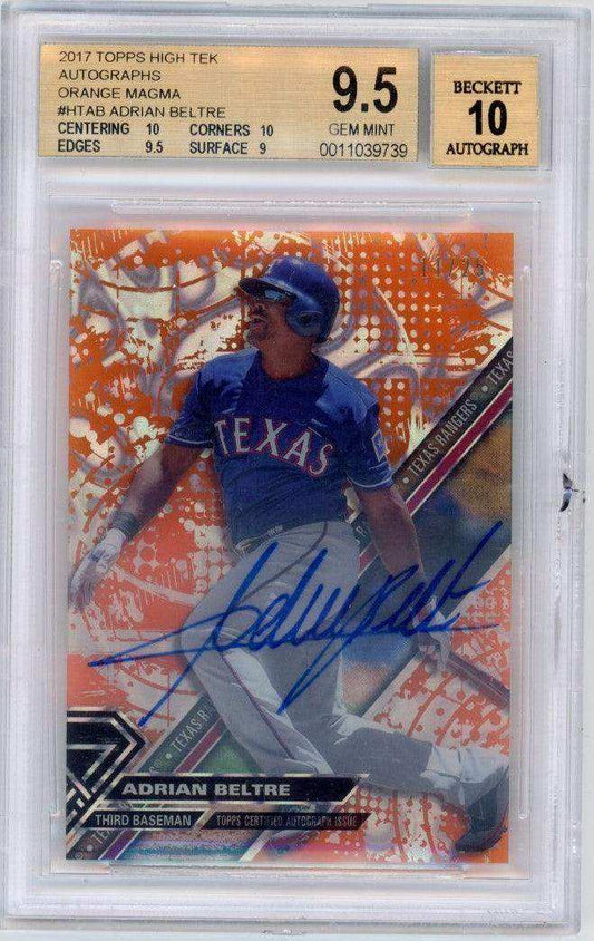 2017 Topps High Tek Adrian Beltre #HTAB Orange Magma Beckett Grading Services 9.5