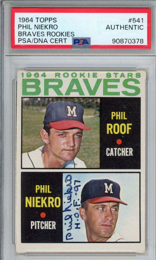 1964 TOPPS PHIL NIEKRO #541 IN PERSON AUTO PSA CERT 90870378