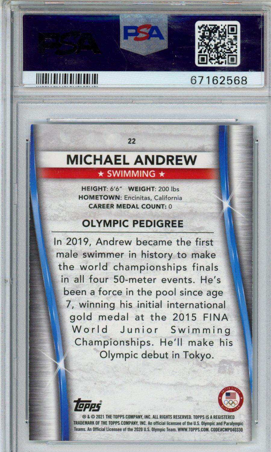 2021 Topps Us Olympics & Paralympics Michael Andrew #22 PSA 9