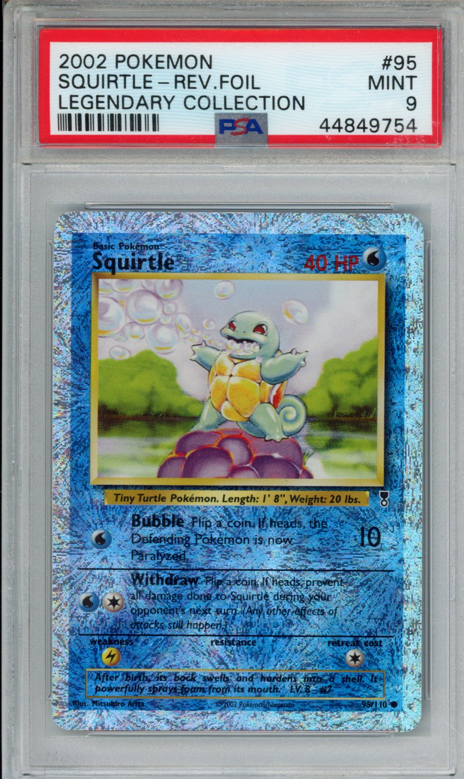 2002 POKEMON LEGENDARY COLLECTION SQUIRTLE-REV.FOIL LEGENDARY COLLECTION #95 PSA MINT 9