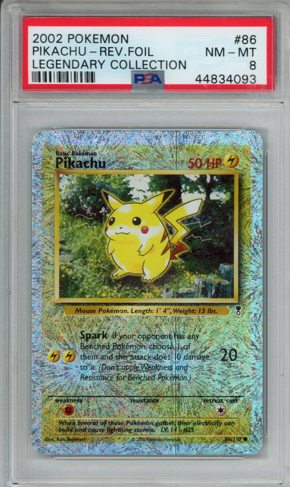 2002 POKEMON LEGENDARY COLLECTION PIKACHU-REV.FOIL LEGENDARY COLLECTION #86 PSA NM-MT 8