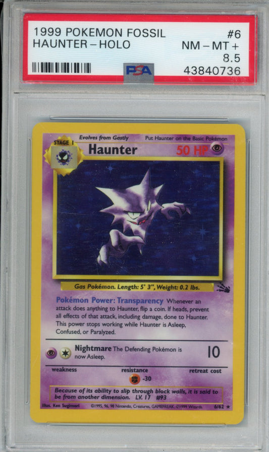 1999 POKEMON FOSSIL HAUNTER-HOLO #6 PSA NM-MT+ 8.5