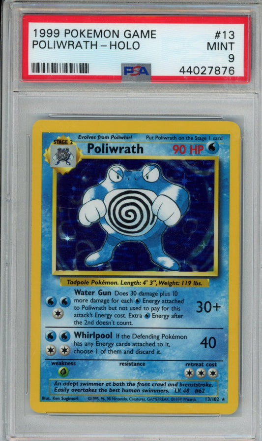 1999 POKEMON GAME POLIWRATH-HOLO #13 PSA MINT 9