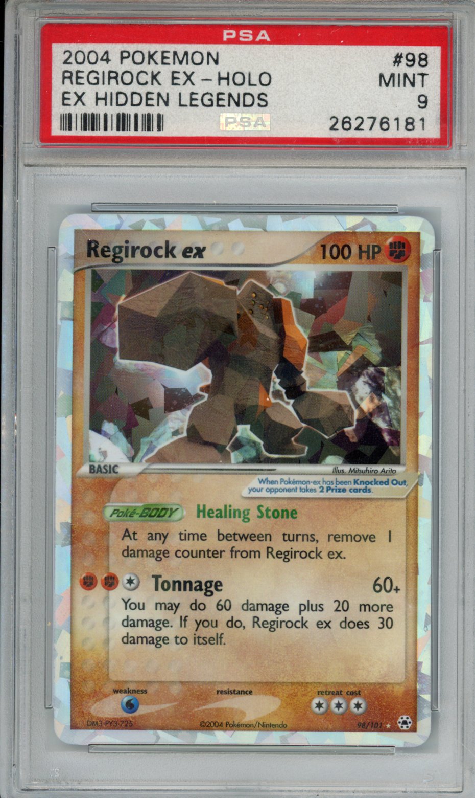 2004 POKEMON EX HIDDEN LEGENDS REGIROCK EX-HOLO HIDDEN LEGENDS #98 PSA MINT 9