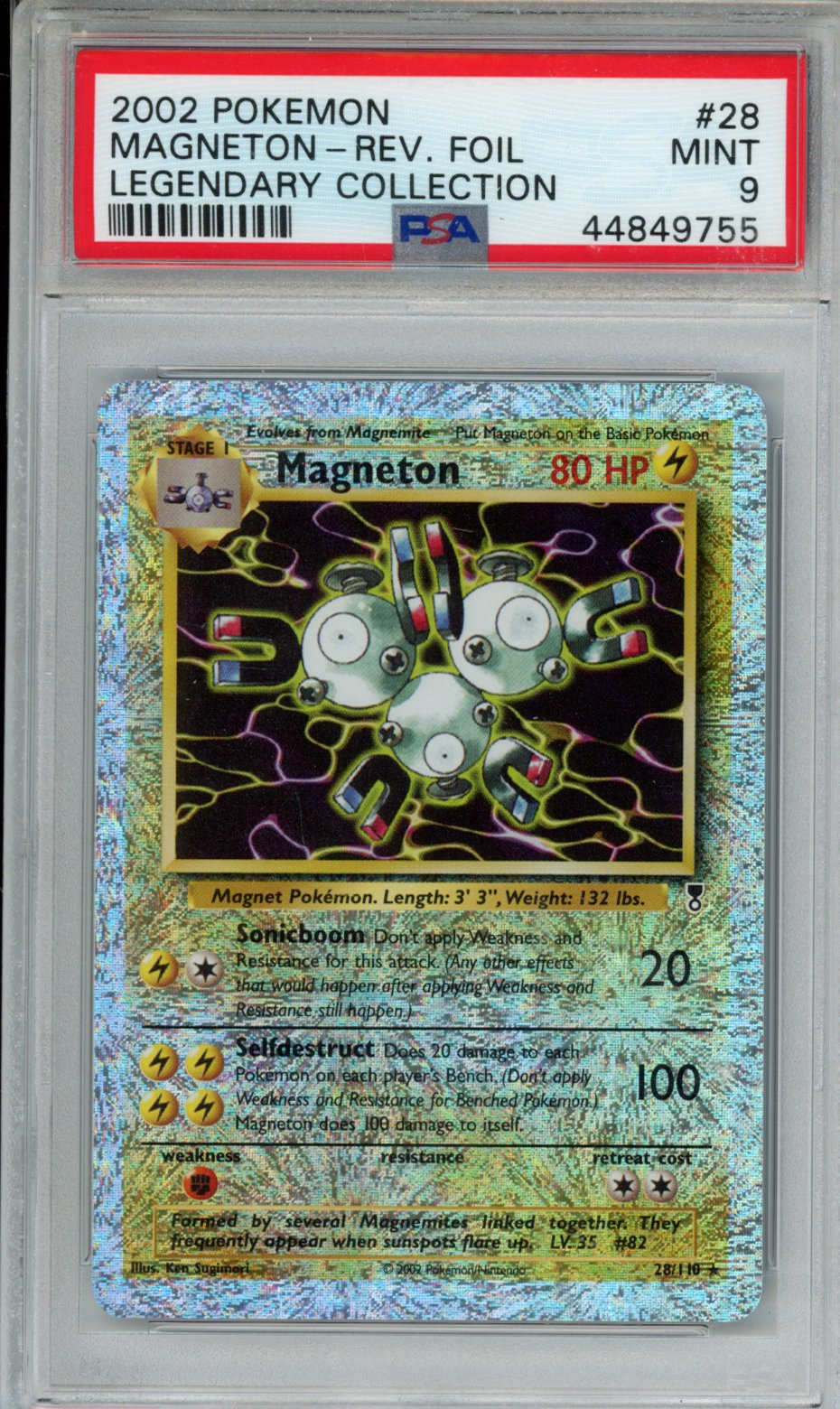 2002 POKEMON LEGENDARY COLLECTION MAGNETON-REV.FOIL LEGENDARY COLLECTION #28 PSA MINT 9