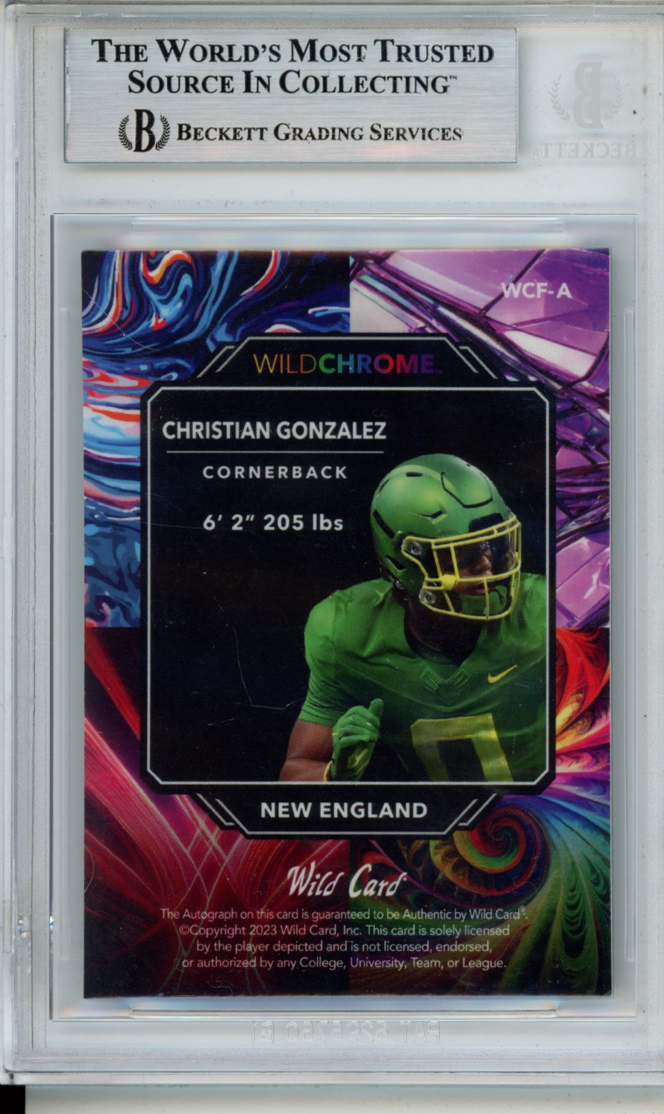 2023 WILD CARD CHRISTIAN GONZALEZ #WCF-A AUTO 1/1 BGS 8.5