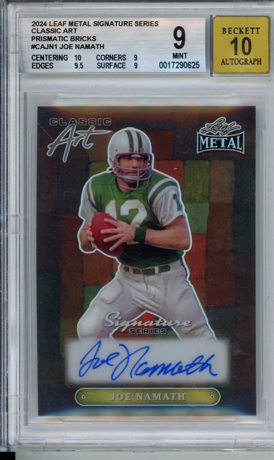 2024 LEAF METAL JOE NAMATH #CAJN1 CLASSIC ART AUTO #1/1 BGS 9/10