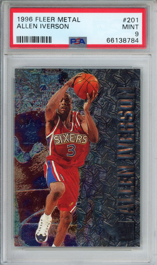 1996 METAL ALLEN IVERSON #201 PSA MINT 9