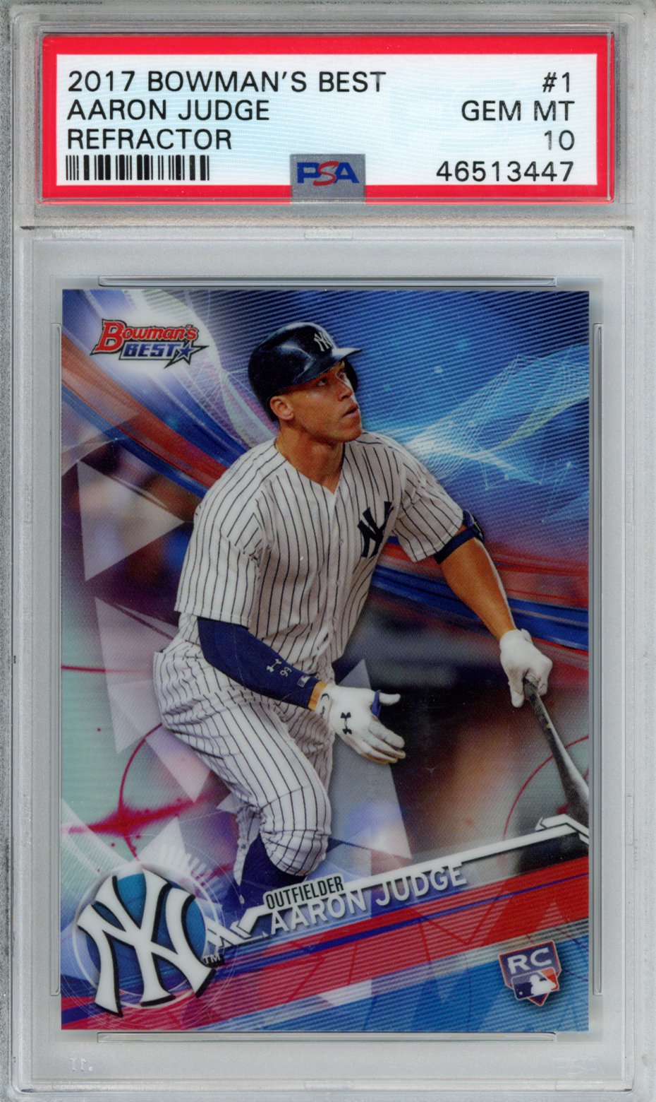 2017 BOWMAN'S BEST AARON JUDGE REFRACTOR #1 PSA GEM MT 10