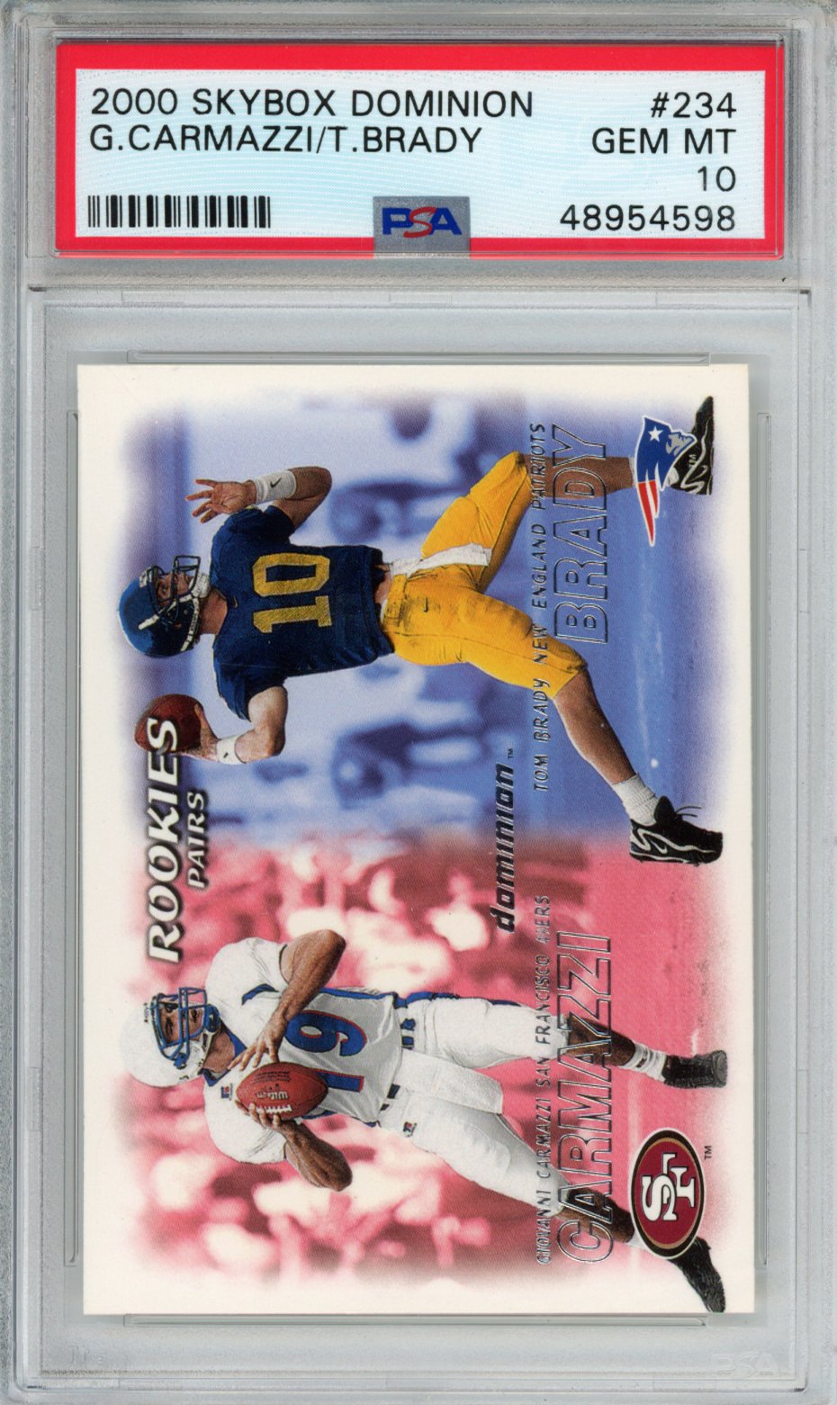 2000 SKYBOX DOMINION G.CARMAZZI/T.BRADY #234 PSA GEM MT 10