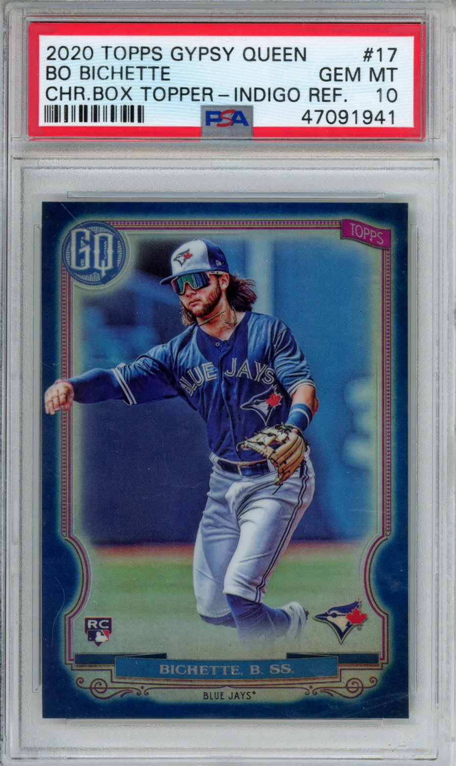 2020 TOPPS GYPSY QUEEN GYPSY QUEEN CHROME BOX TOPPERS BO BICHETTE CHR.BOX TOPPER-INDIGO REF. #17 PSA GEM MT 10