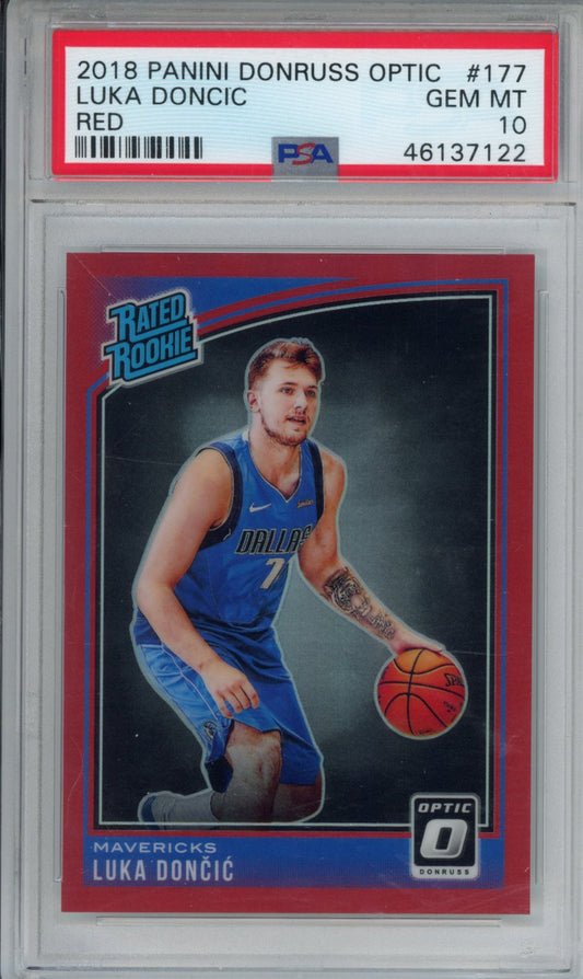 2018 PANINI DONRUSS OPTIC LUKA DONCIC RED #177 PSA GEM MT 10