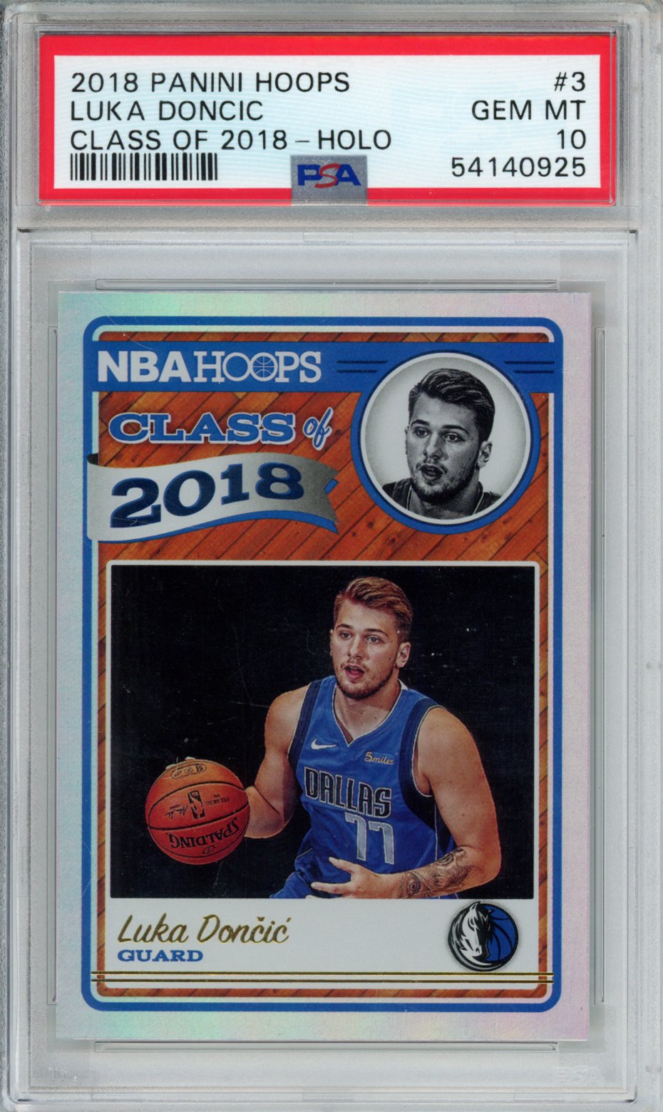 2018 PANINI HOOPS CLASS OF 2018 LUKA DONCIC CLASS OF 2018-HOLO #3 PSA GEM MT 10