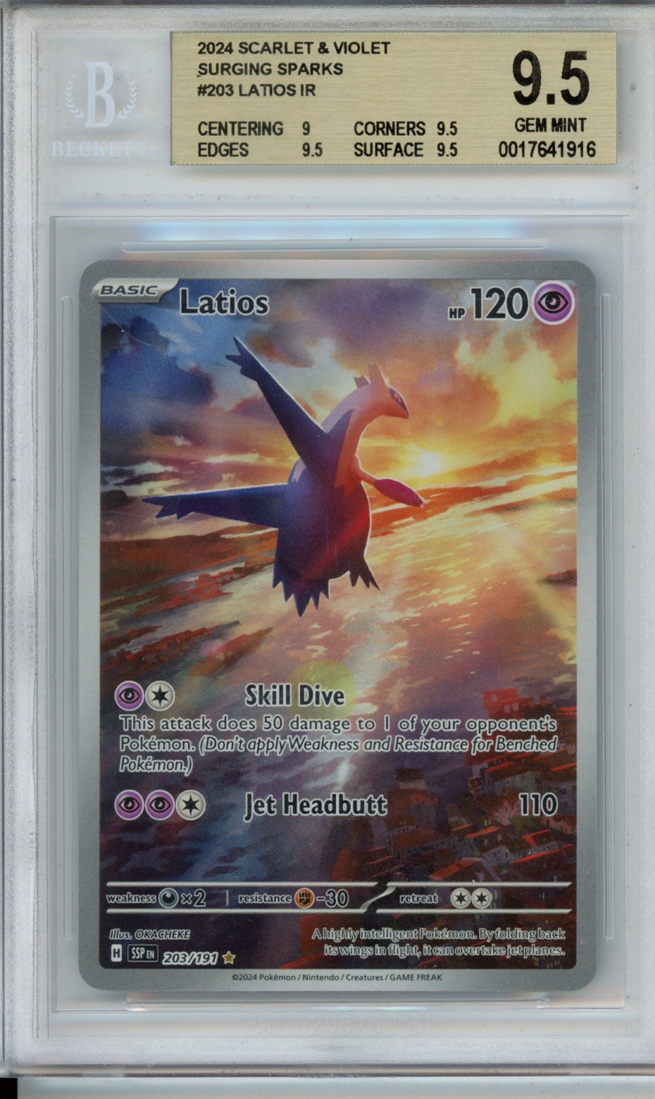 2024 SCARLET & VIOLET SURGING SPARKS #203 LATIOS IR BGS 9.5