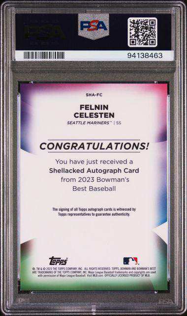 2023 BOWMAN'S BEST SHELLACKED AUTOGRAPHS FELNIN CELESTEN SHELLACKED AUTOGRAPH-LAVA #SHAFC PSA NM-MT 8