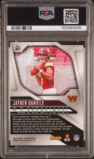 2024 PANINI PRIZM JAYDEN DANIELS #347 PSA MINT 9