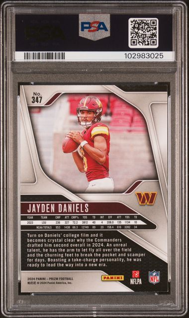 2024 PANINI PRIZM JAYDEN DANIELS #347 PSA MINT 9