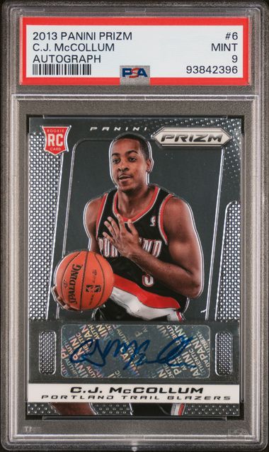 2013 PANINI PRIZM AUTOGRAPH C.J. McCOLLUM AUTOGRAPH #6 PSA MINT 9